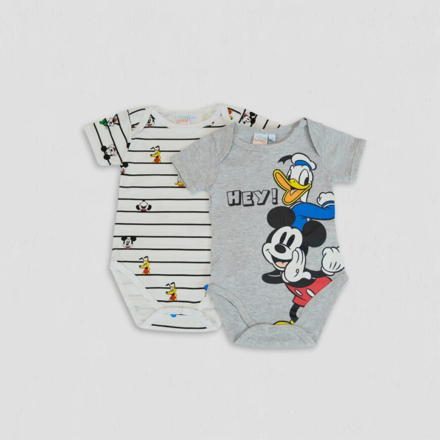 Set 2 body baieti Mickey Donald original din bumbac 100%