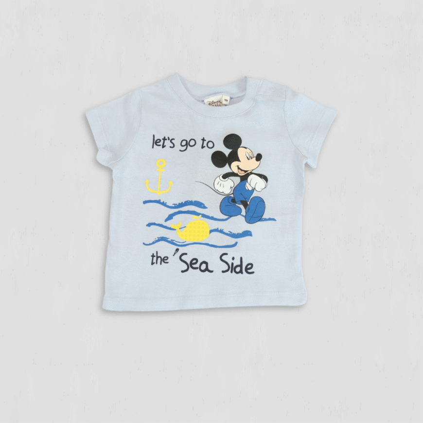 Tricou baieti Mickey la plaja bleu original bumbac