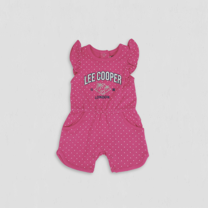 Salopeta fete Lee Cooper fuchsia cu buline albe