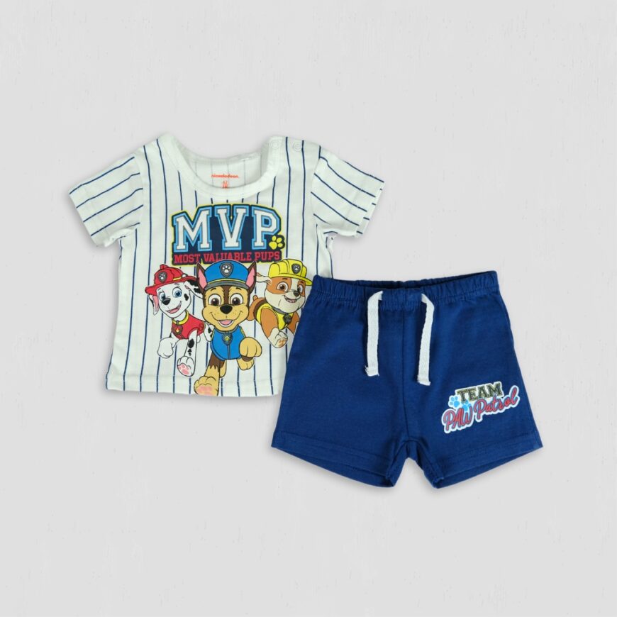 Set baieti Paw Patrol MVP bleumarin original bumbac