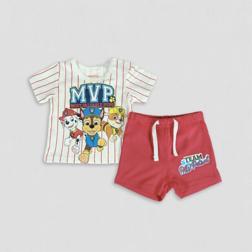 Set baieti Paw Patrol MVP rosu original bumbac