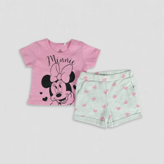 Set fete Minnie In Love roz gri original bumbac