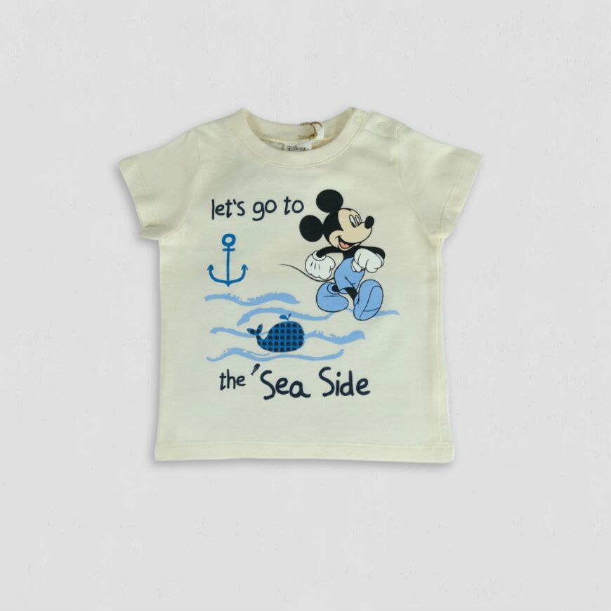 Tricou bej baieti Mickey la plaja original Disney
