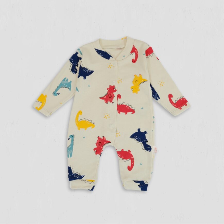 Pijama baieti Dino crem bumbac original