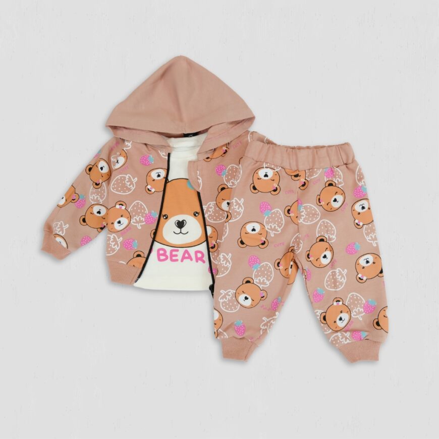 Set 3 piese fete StrawBEARry bumbac original